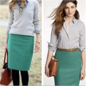 J Crew No. 2 Pencil Skirt - 100 percent Wool Green